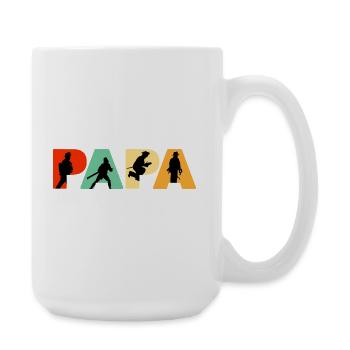 Papa Pompier, Pompier Rétro, Héros Papa - Grande tasse 440 ml - blanc - Droite