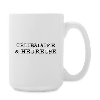 Célibataire & Heureuse - Grande tasse 440 ml - blanc - Droite