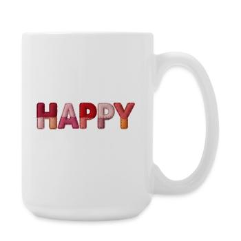 Happy Fabric Look Typography Trend - Large Mug 440 ml - white - Right