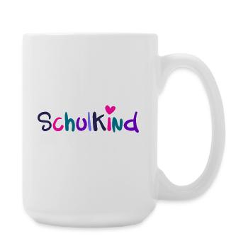 Schulkind Herz Schriftzug Einschulung Bunt - Große Tasse 440 ml - Weiß - Rechts