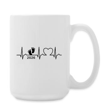 EKG Kurve - Herzkurve - Baby 2026 - Schwanger - Große Tasse 440 ml - Weiß - Rechts