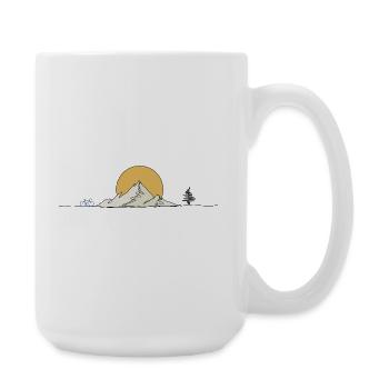 Paysage montagneux : cyclistes et soleil - Grande tasse 440 ml - blanc - Droite