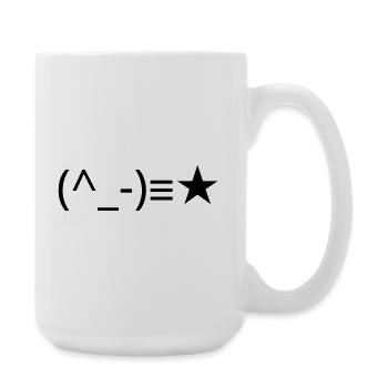 Zwinkerndes Emote (^_-)≡★ Augenzwinkern - Große Tasse 440 ml - Weiß - Rechts