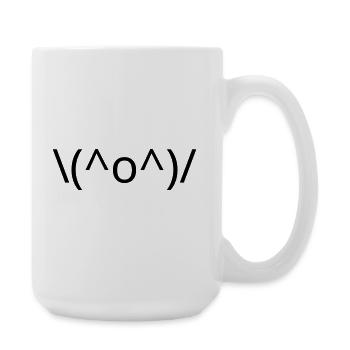 Freude Emote \(^o^)/ Arme hoch Kaomoji - Große Tasse 440 ml - Weiß - Rechts