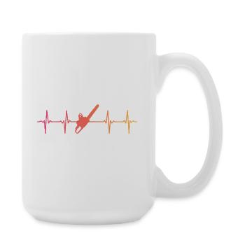 Holzfäller Sonnenuntergang Herzschlag-Kettensäge - Große Tasse 440 ml - Weiß - Rechts