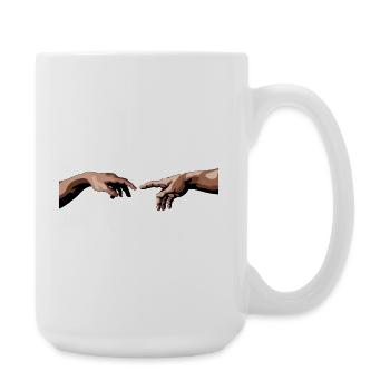 Intertwined hands with artistic style - Large Mug 440 ml - white - Right