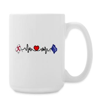 Tyne and Wear + England flag with heartbeat - Large Mug 440 ml - white - Right