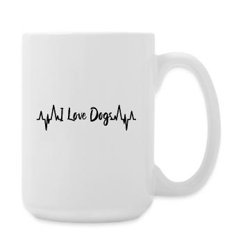 I Love Dogs Herzschlag - Große Tasse 440 ml - Weiß - Rechts
