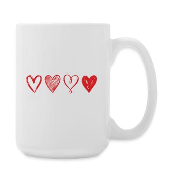 Skizzierte Rote Herzen – Minimalistisches Design - Große Tasse 440 ml - Weiß - Rechts