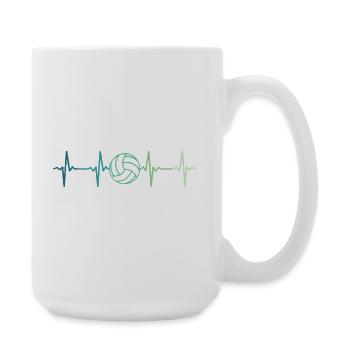 Volleyball heartbeat volleyball volleyball player - Large Mug 440 ml - white - Right