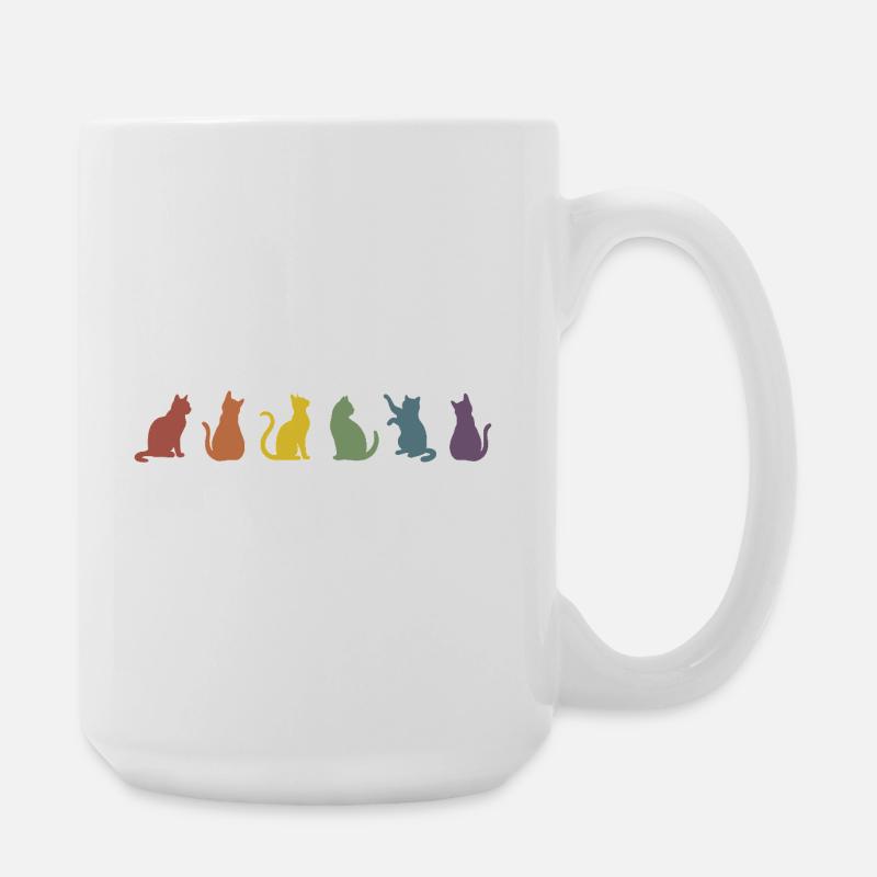 Bunte Pride Katzen Silhouetten - Große Tasse 440 ml - Weiß