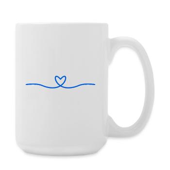 Blue Heart Wave | Minimal Line Art - Große Tasse 440 ml - Weiß - Rechts