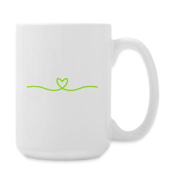 Minimal Herz Linie | Grünes Herz Design - Große Tasse 440 ml - Weiß - Rechts