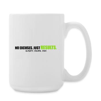 NO EXCUSES - Performance mindset Shirt - Große Tasse 440 ml - Weiß - Rechts