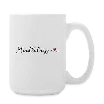 Achtsamkeit süßes Logo mit Herz - Große Tasse 440 ml - Weiß - Rechts