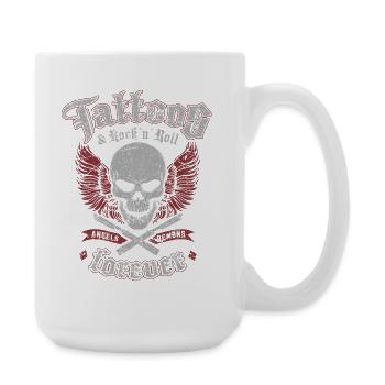 Tattoos & Rock N Roll Forever - Große Tasse 440 ml - Weiß - Rechts