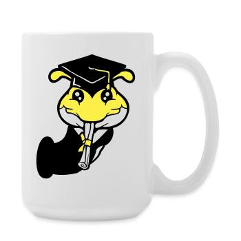 Hole Caterpillar School leaving certificate High school diploma passed college - Large Mug 440 ml - white - Right