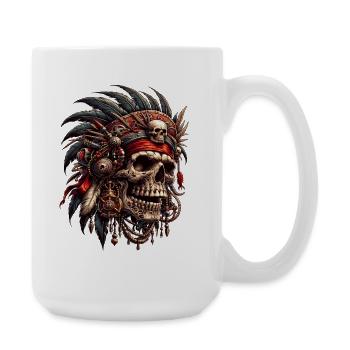 Mystischer Skull Krieger Tribal Design - Große Tasse 440 ml - Weiß - Rechts