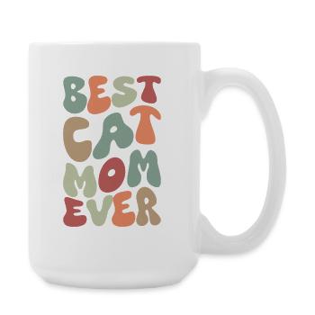 Best Cat Mom Ever funny autumn - Large Mug 440 ml - white - Right
