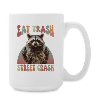 Mème de raton laveur mangeant des déchets dans la rue - Grande tasse 440 ml - blanc - Droite