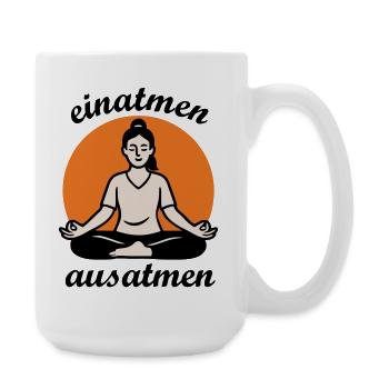 Yoga - inspirer, expirer - Grande tasse 440 ml - blanc - Droite