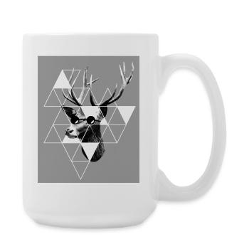 Deer Head - Deer - Hipster - Large Mug 440 ml - white - Right