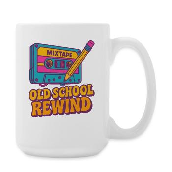 Retro Cassette Tape Old School Design V2K Vintage - Large Mug 440 ml - white - Right