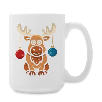 Christmas cartoon moose - Large Mug 440 ml - white - Right