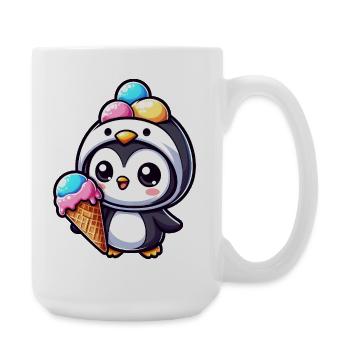 Lustiger Pinguin mit Eiskrem süß Cartoon Sommer - Large Mug 440 ml - white - Right
