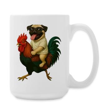 Mops beim Hahnritt - Große Tasse 440 ml - Weiß - Rechts