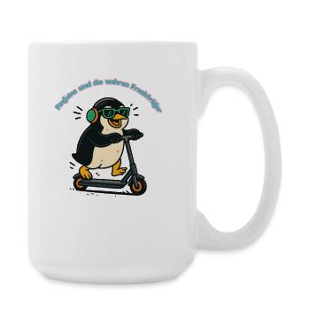 Frackpinguin auf Scooter - Große Tasse 440 ml - Weiß - Rechts