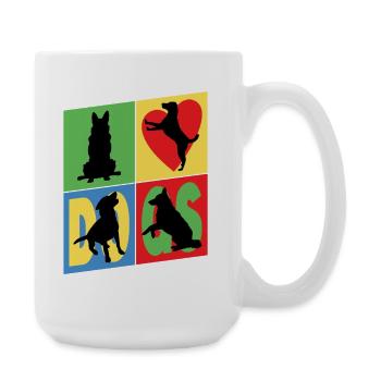 Dogs I Love Dogs Silhouettes Dog Mom Dog Dad - Large Mug 440 ml - white - Right