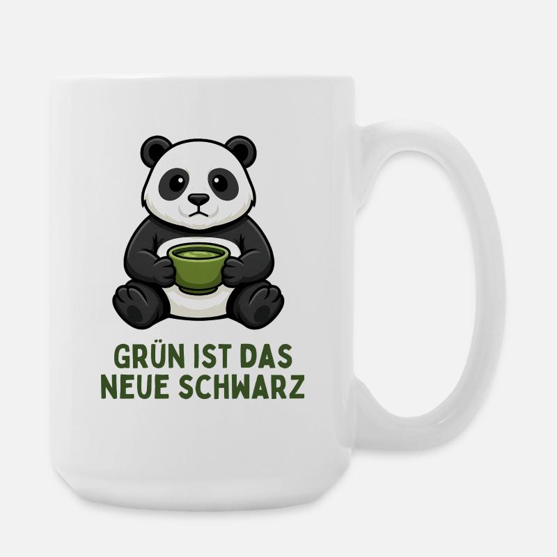 Panda Coffee Time Green Tea Drink - Large Mug 440 ml - white