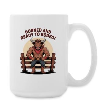 Horned and ready to rodeo - Large Mug 440 ml - white - Right