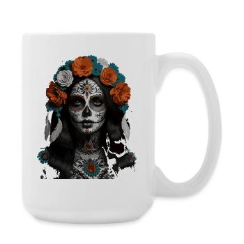 Couronne de fleur de crâne en sucre - Grande tasse 440 ml - blanc - Droite