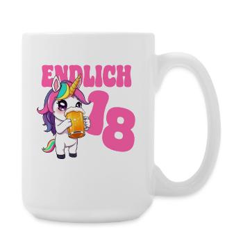 Bier Einhorn Endlich 18 Bier Geburtstag Party - Große Tasse 440 ml - Weiß - Rechts