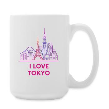 Tokyo Neon Skyline Love Japan Silhouette - Large Mug 440 ml - white - Right