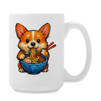 Corgi mange des nouilles ramen - Grande tasse 440 ml - blanc - Droite