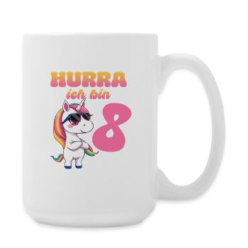 8th Birthday Kids Unicorn Unicorn Schoolchild - Large Mug 440 ml - white - Right