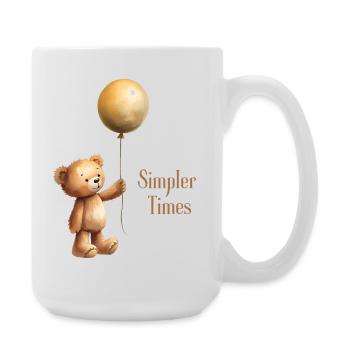 Teddy Bär mit Luftballon Simpler Times - Große Tasse 440 ml - Weiß - Rechts