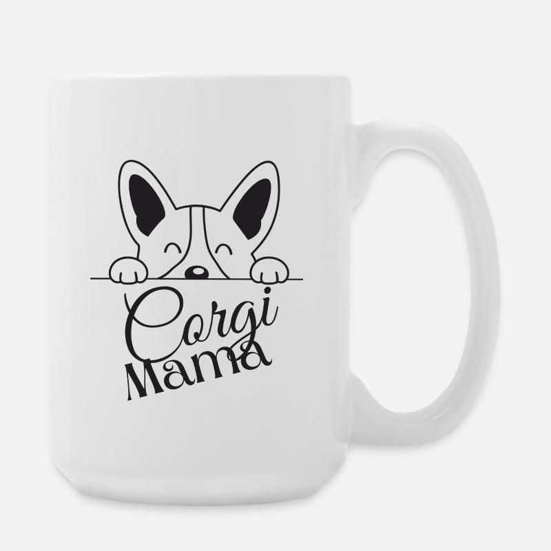 Corgi Mama Peek Design - Large Mug 440 ml - white