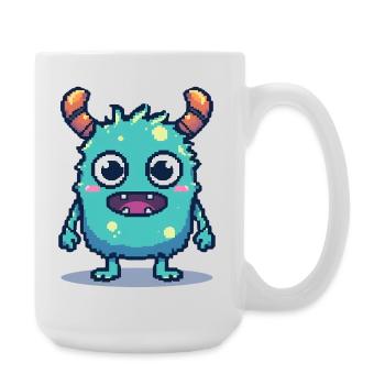 8-Bit Cute Pixel Monster Retro 90s Style - Large Mug 440 ml - white - Right