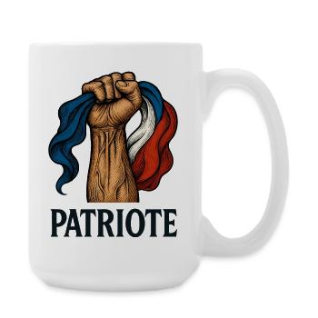 Poing levé patriote et drapeau français - Grande tasse 440 ml - blanc - Droite