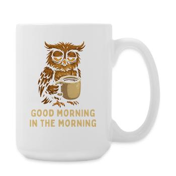 Sleepy Owl with Coffee - Large Mug 440 ml - white - Right