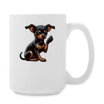 Sprich mit der Pfote Zwergpinscher Pinscher Minpin - Große Tasse 440 ml - Weiß - Rechts