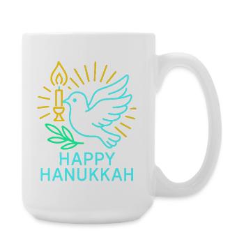 Frohes Chanukka Taube des Friedens Neon - Große Tasse 440 ml - Weiß - Rechts