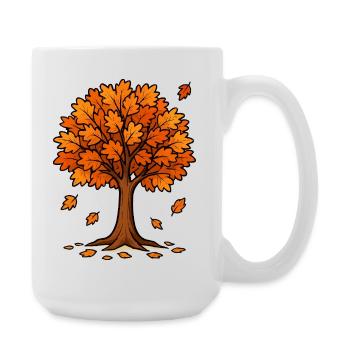 Herbstbaum in Flammorange - Große Tasse 440 ml - Weiß - Rechts