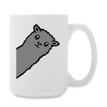 Gray Alpaca Llama Head Curious Funny Look - Large Mug 440 ml - white - Right