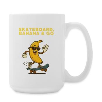 Skating Banana – Yellow Banana on Skateboard - Large Mug 440 ml - white - Right