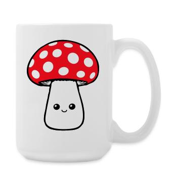 Mushroom Happy Cute Smiling Face Kawaii - Large Mug 440 ml - white - Right